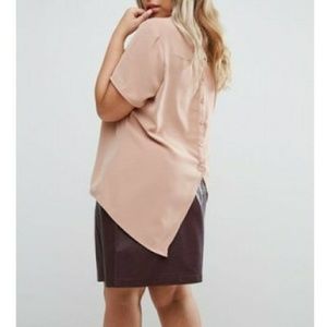 ASOS Junarose Short Sleeve Blouse Button Up Back